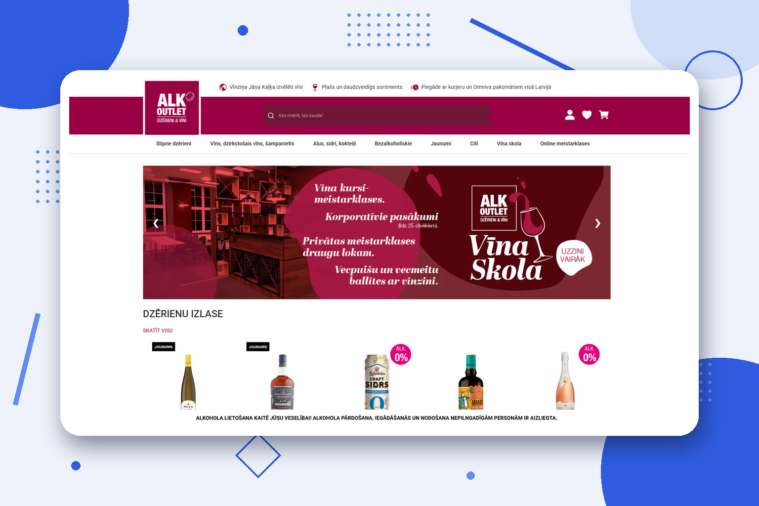 AlkOutlet.lv — interneta veikala izstrāde uz Magento